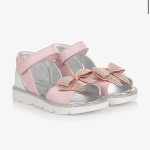 MONNALISA
PINK LEATHER BOW SANDALS